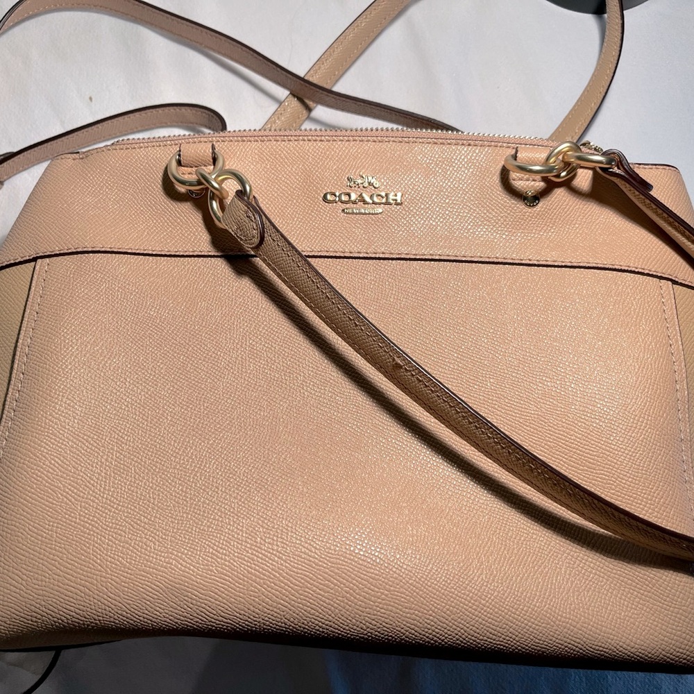 Coach Crossgrain Large Leather Brooke Purse. Nude Pink